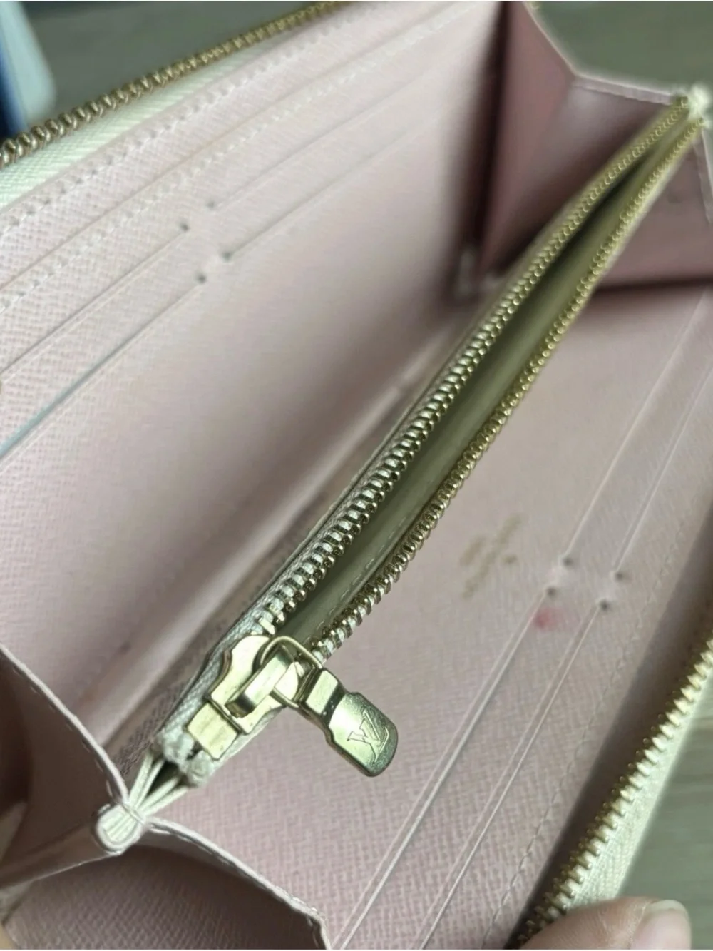 Louis Vuitton Damier Azur Zippy Zip Around Long Wallet White Pink Inner